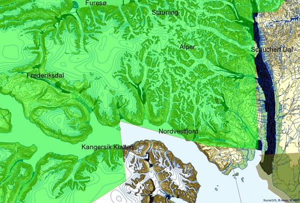 Map 3: Stauning Alps border line